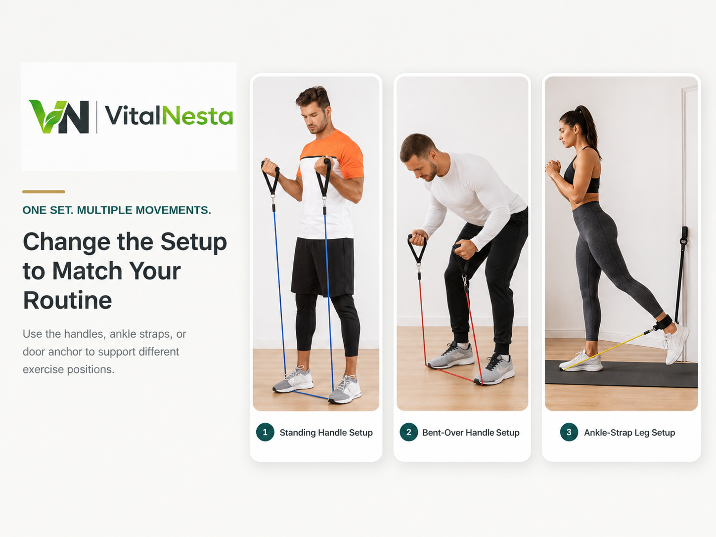 VitalFlex resistance band kit illustrating multiple strength-training options for home workouts