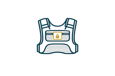 Line icon showing the rear storage pocket of a weighted training vest.