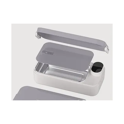 VitalHeat™ Cordless Heated Lunch Box in Elegant Gray, open view showing stainless-steel inner liner
